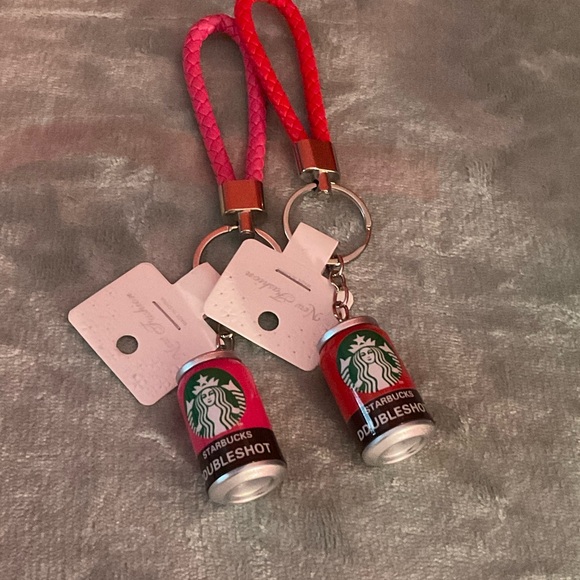 Starbucks Pink & Red Doubleshot Can Keychain Set of 2 - Picture 3 of 4